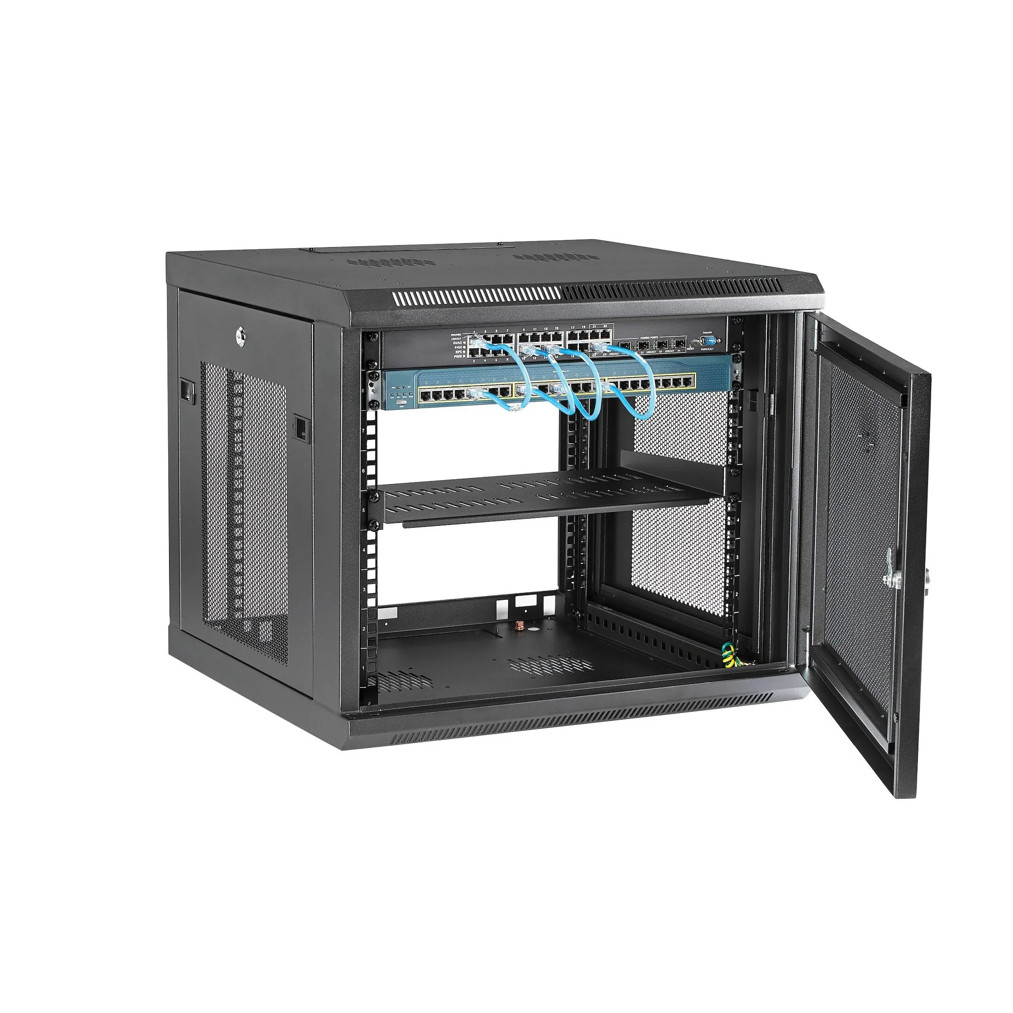 Startech.Com "9U Wall Mount Server Rack Cabinet - 4-Post Adjustable Depth (2"" To 19"") Network Equipment Enclosure With