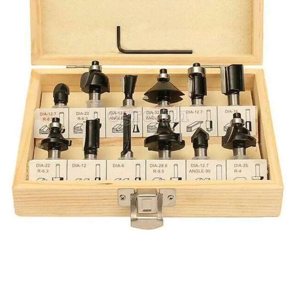 Tolsen Router Bit Set 1/4 Shank x 12pc