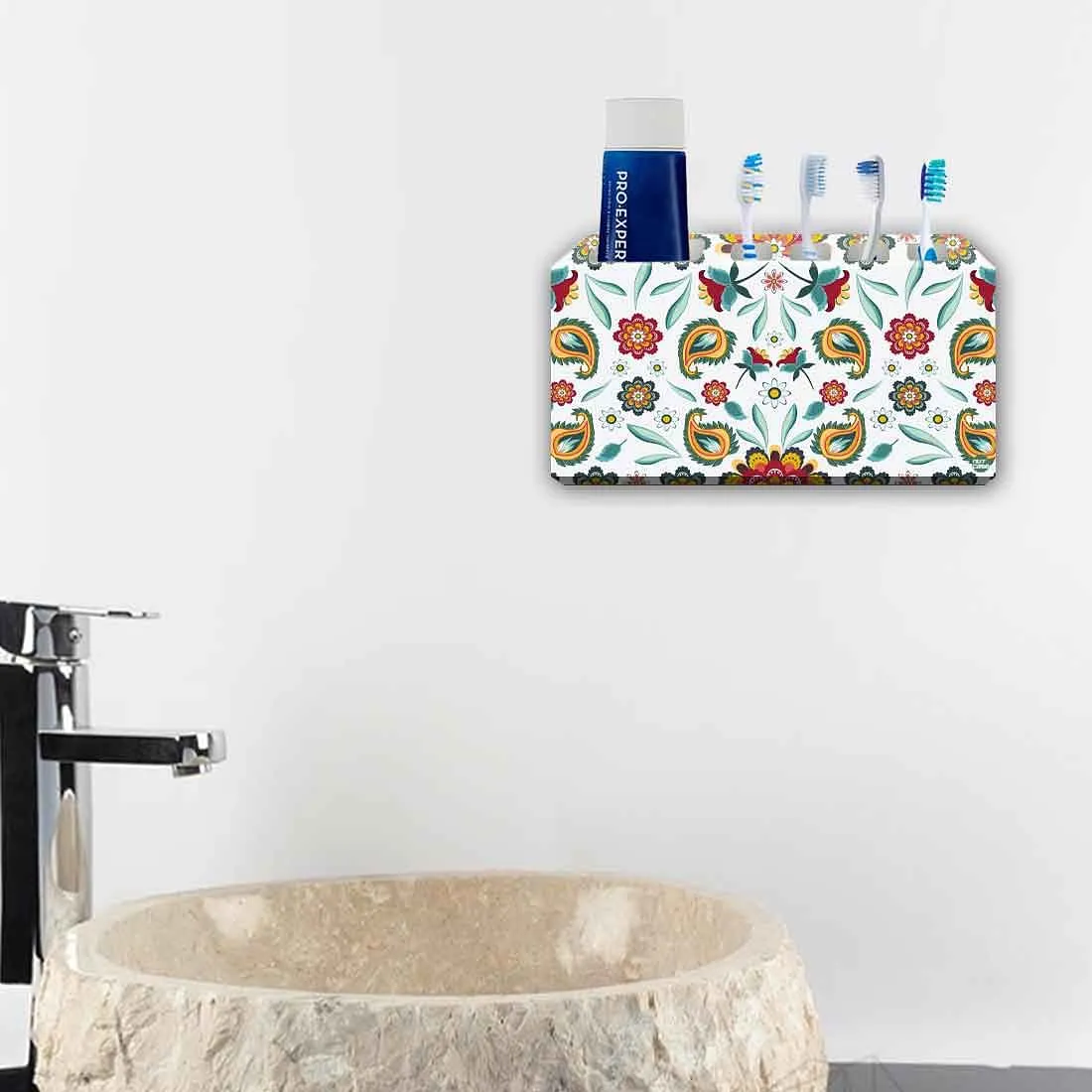 Toothbrush and Toothpaste Holder Wall Mount-Mango Leaf