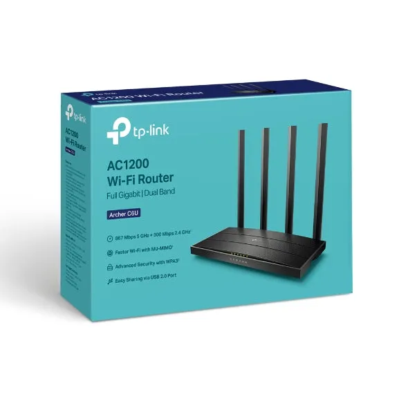 Tp-Link Archer C6u Wireless Router Gigabit Ethernet Dual-Band (2.4 Ghz / 5 Ghz) Black