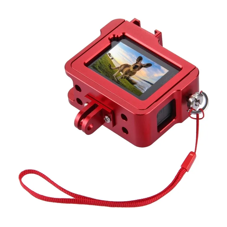 [US Warehouse] PULUZ Housing Shell CNC Aluminum Alloy Protective Cage with Insurance Frame & 52mm UV Lens for GoPro HERO(2018) /7 Black /6 /5(Red)