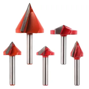 VG05A, 6mm Shank, V-Groove 60° 90° 120° 150°V, 5-PCS Router Bits Set