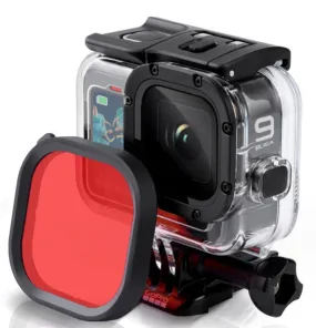 Xtreme Xccessories  Gopro 13 12 11 10 9 Waterproof Housing Case Red Diving Lens Filters