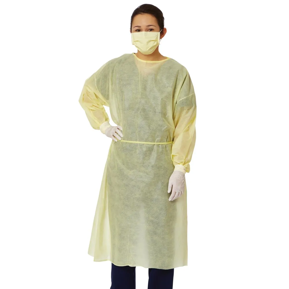 Yellow Iolation Gown w/Elastic Wrist, Level 1, Regular Size Case/100