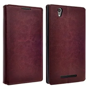 ZTE Lever LTE | Z936L Case, Slim Magnetic Flip Wallet Kickstand Cover - Brown