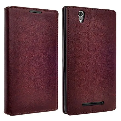 ZTE Lever LTE | Z936L Case, Slim Magnetic Flip Wallet Kickstand Cover - Brown